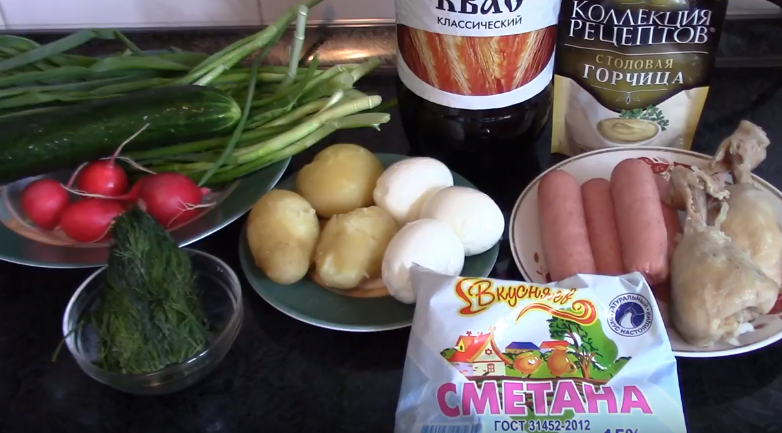 Окрошка на квасе с колбасой — Топ 5 самых вкусных рецептов